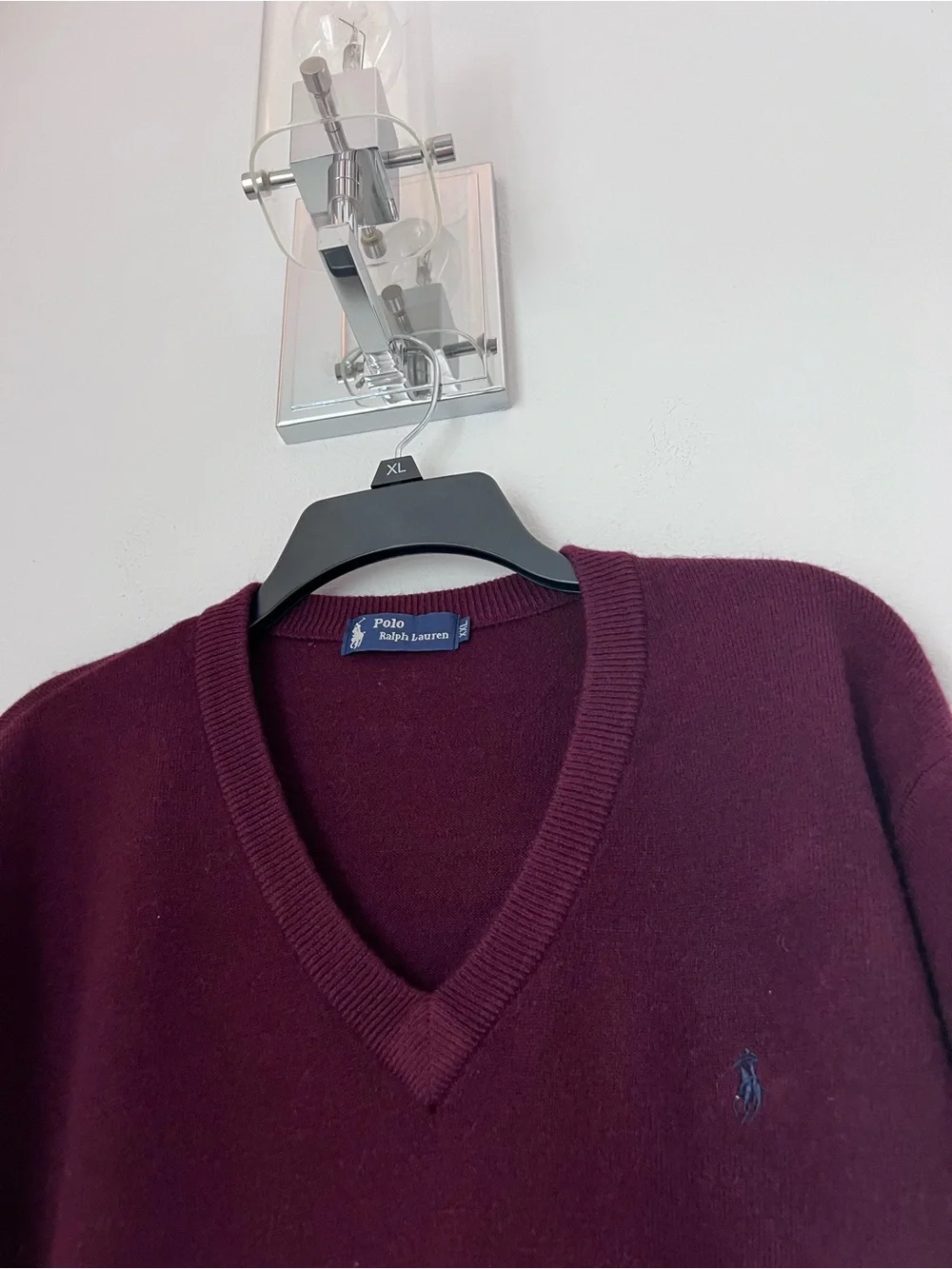 Ralph Lauren Men's V-Neck Sweater in Deep  burgundy cashmere